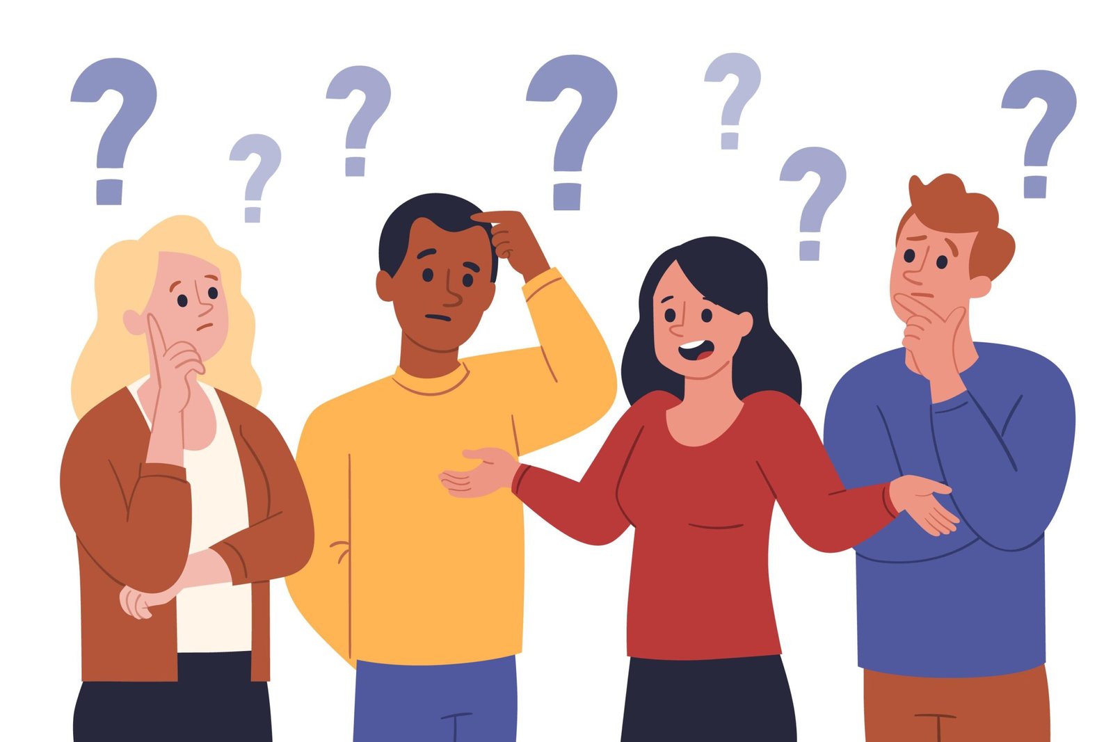 Free vector different people asking questions